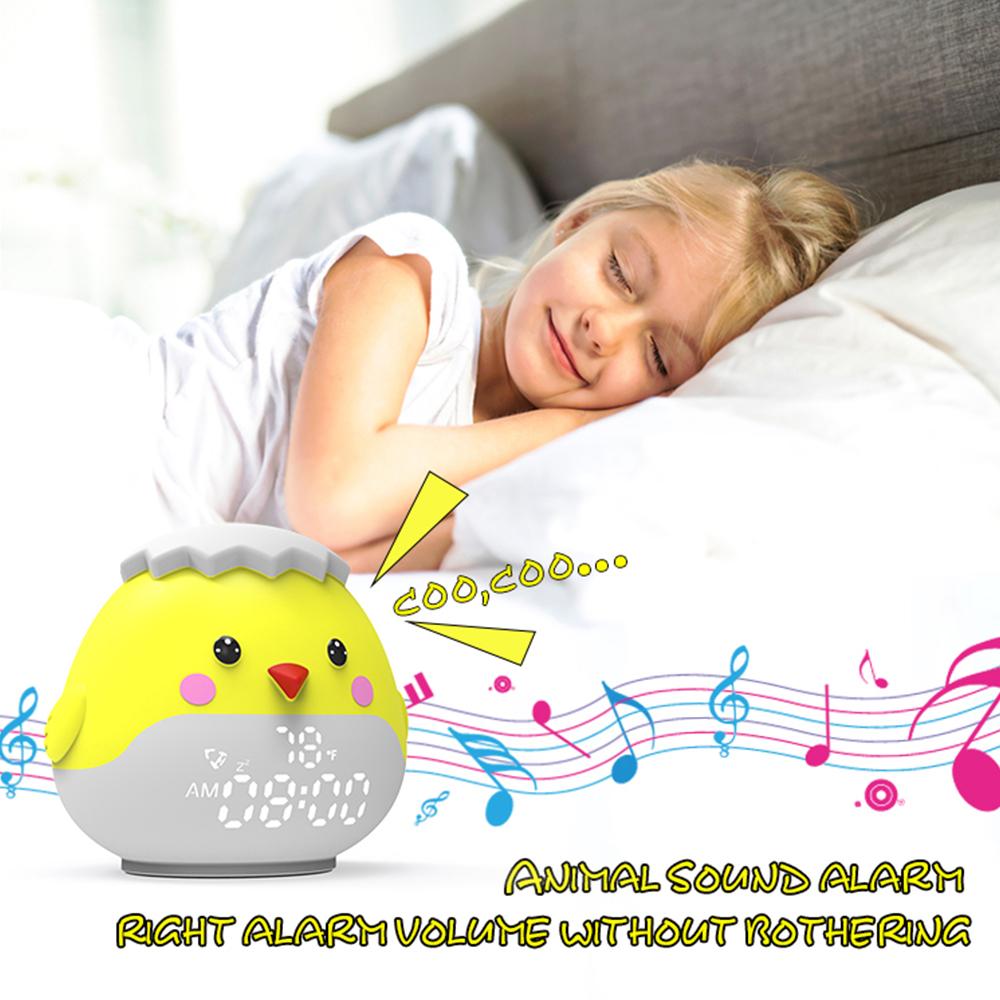 Cute Animal Alarm Clock For Kids Room With Led Display Night Light Touch Control 6 Sounds Effects 6