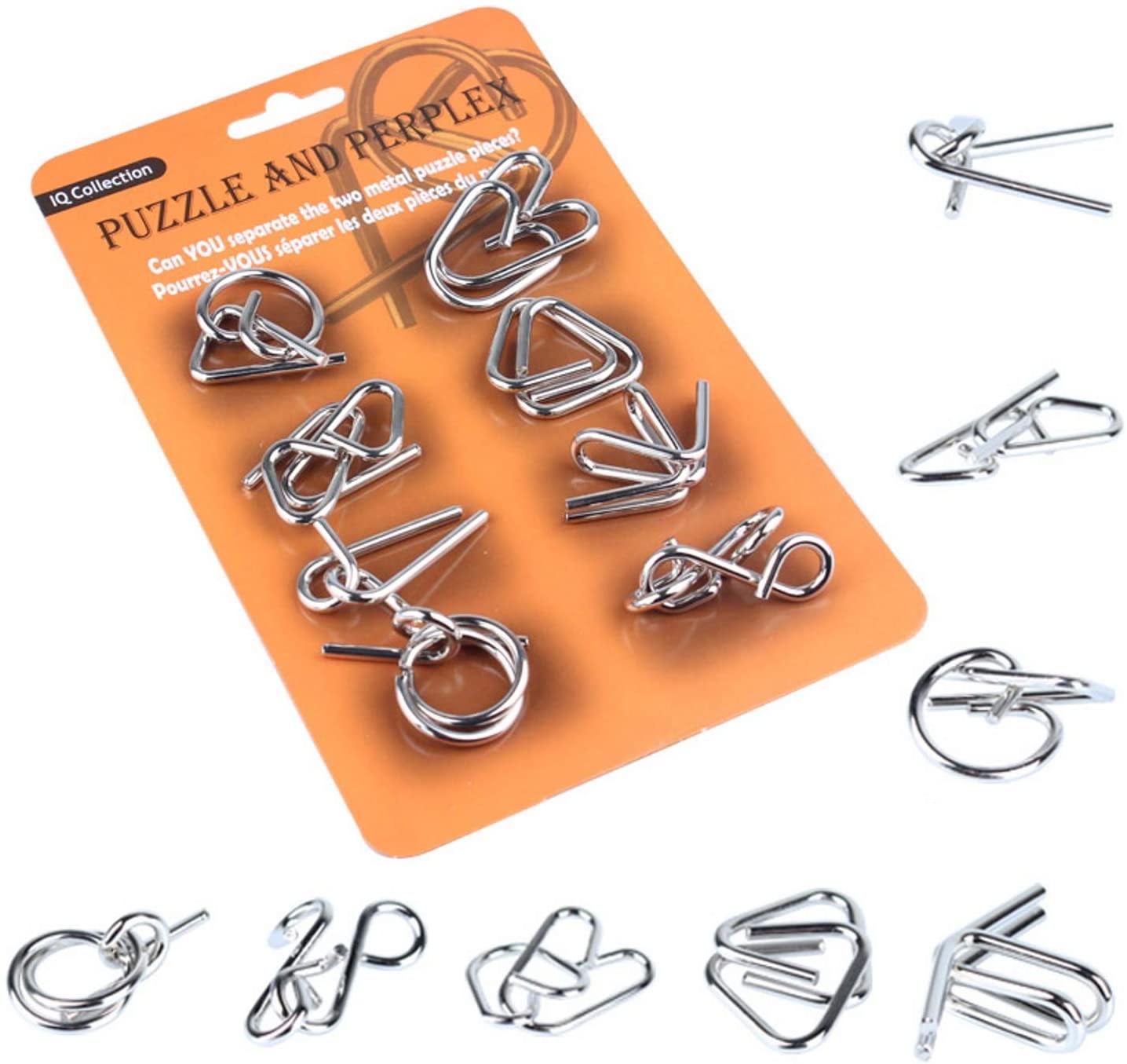 Metal Wire Puzzle Set Of 8 Brain Teaser Iq 5