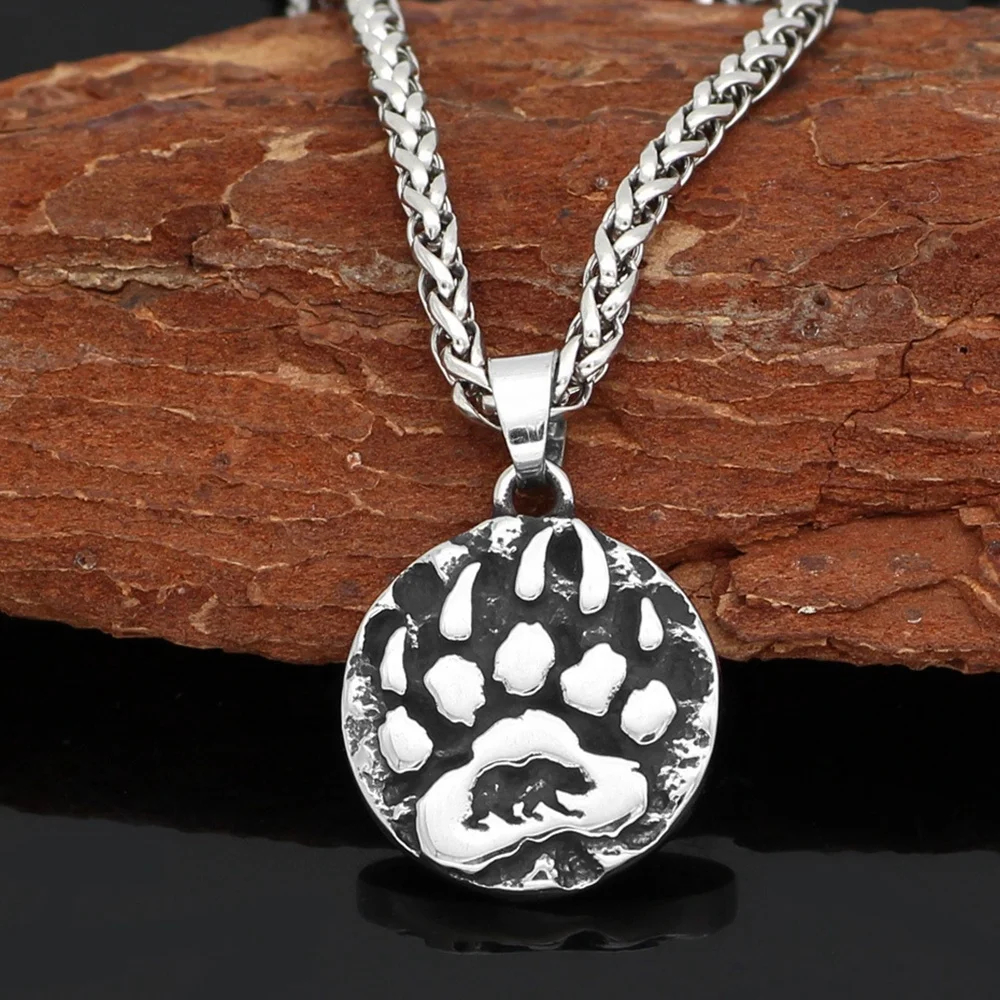 Viking Bear Paw Stainless Steel 24 Chain Pendant Necklace 6